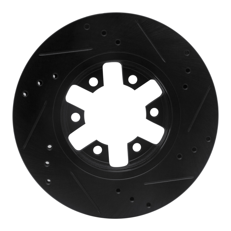 Nissan NP300 Brake Rotor (1) - Front Left - R1 Concepts - Drilled & Slotted - Black - `85-`12